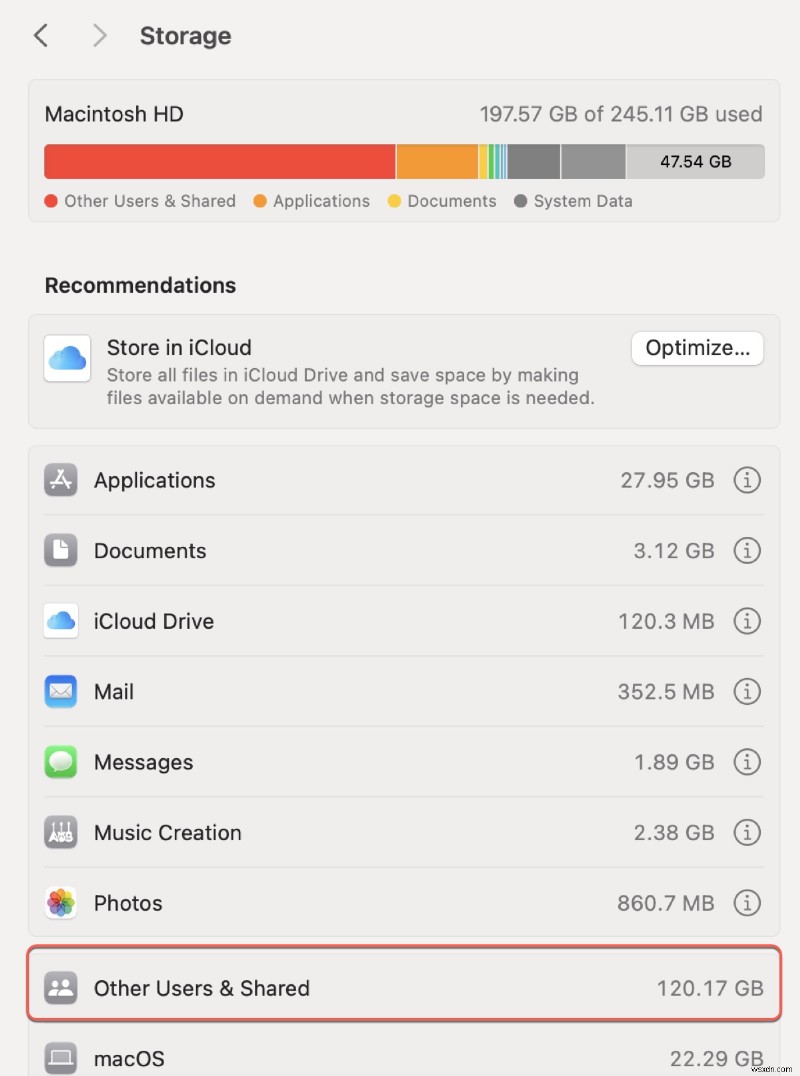 macOS-এ  অন্যান্য ব্যবহারকারী ও ভাগ করা  স্টোরেজ বোঝা ও পরিচালনা করা 
