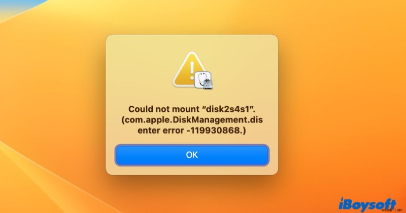 macOS-এ com.apple.DiskManagement.disenter ত্রুটিগুলি (-119930868 / -119930872) সমাধান করা হচ্ছে 