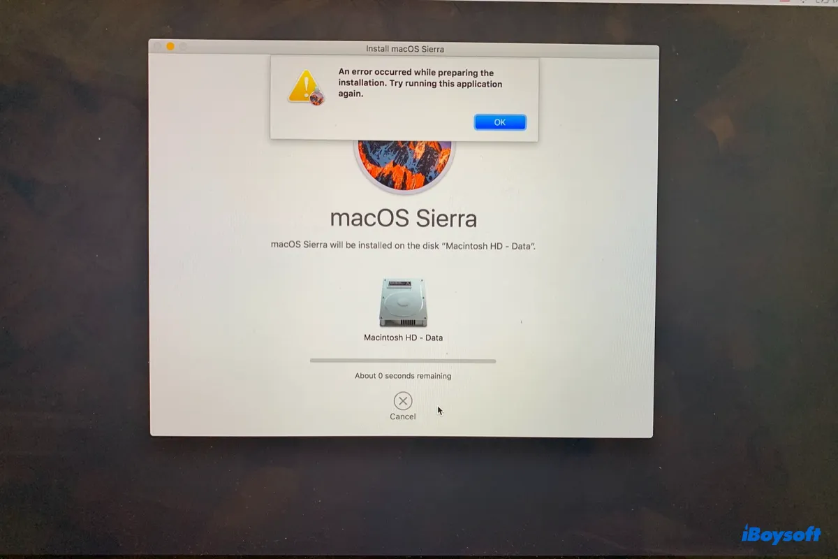 MacOS ইনস্টলেশন ত্রুটি ঠিক করুন:Mac এ  ইনস্টলেশন প্রস্তুত করার সময় একটি ত্রুটি ঘটেছে  