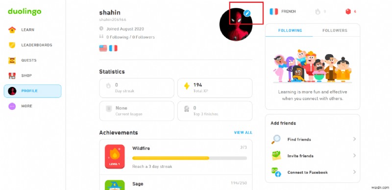 ধাপে ধাপে নির্দেশিকা:আপনার Duolingo প্রোফাইল ছবি আপডেট করুন 