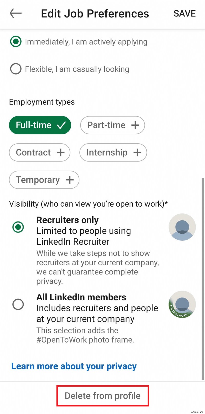 LinkedIn মোবাইল অ্যাপে ওপেন টু ওয়ার্ক ফিচারটি নিষ্ক্রিয় করুন – ধাপে ধাপে নির্দেশিকা