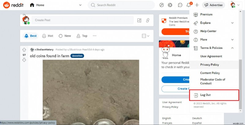 Android এ Reddit অ্যাপ থেকে লগ আউট করার জন্য ধাপে ধাপে নির্দেশিকা 