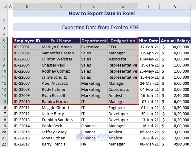 DOC, PDF, CSV, XML, এবং vCard ফরম্যাটে এক্সেল ডেটা রপ্তানি করা সহজ হয়েছে 