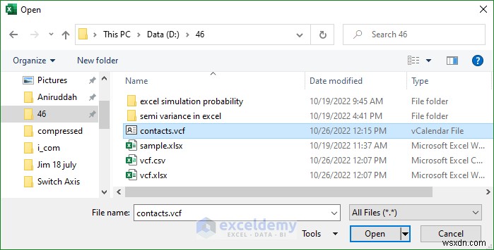 এক্সেলে VCF (vCard) ফাইল খুলুন:2টি সহজ পদ্ধতি 