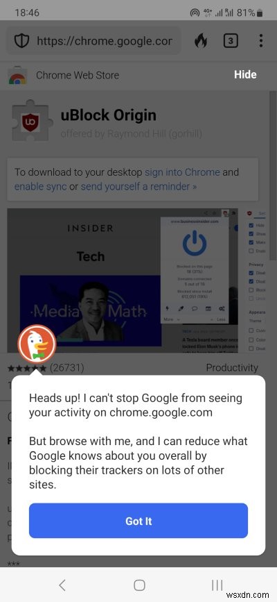 DuckDuckGo ব্রাউজার:সক্ষম এবং বৈশিষ্ট্য-সমৃদ্ধ, কিন্তু কঠোর গোপনীয়তা নিয়ন্ত্রণের অভাব রয়েছে 